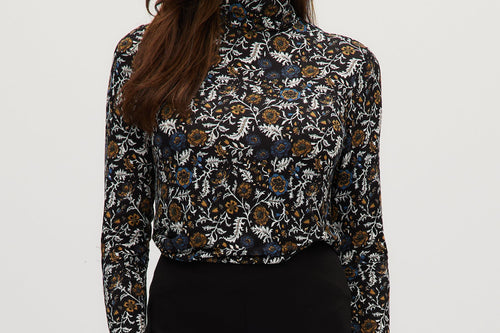Blue Mustard Fitted turtleneck in vintage floral front
