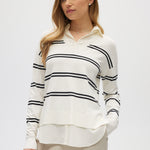 Off White V-neck Sweater Top Combo front 2
