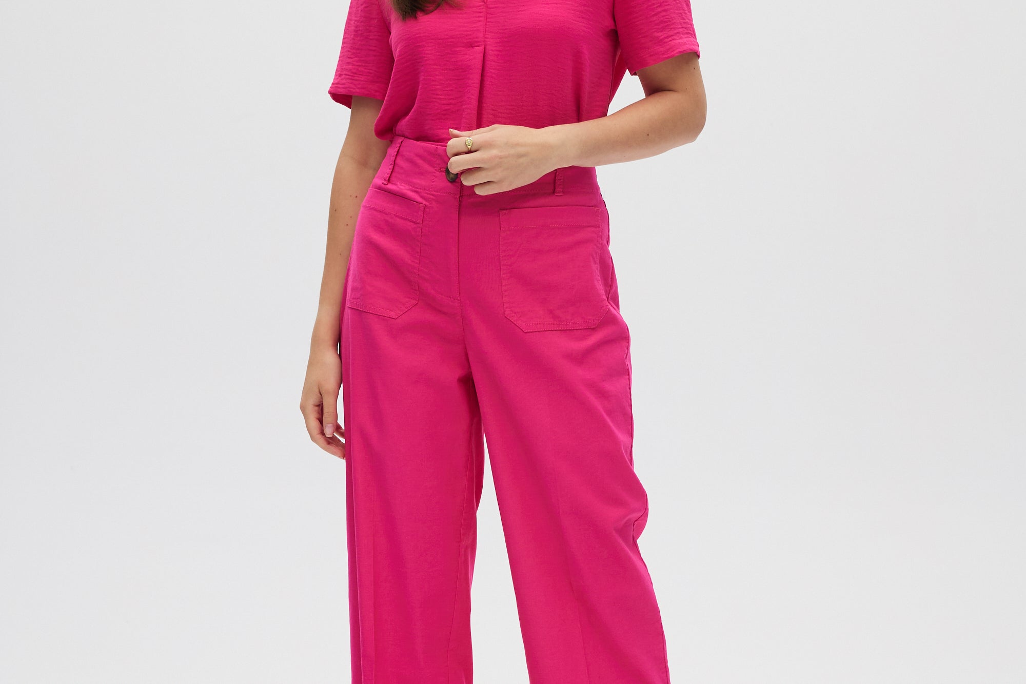 Pink Essential High-Rise Pants front