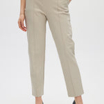 Beige Essential Straight Pants close up