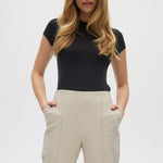 Beige Essential Straight Pants front 2