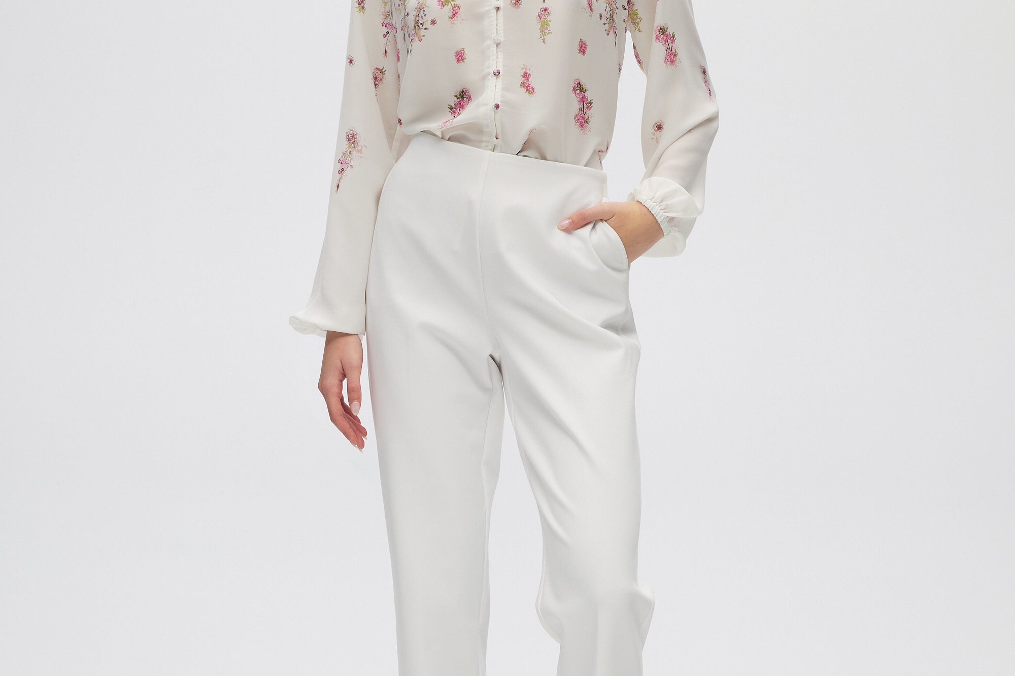 White Pull-on Pants front