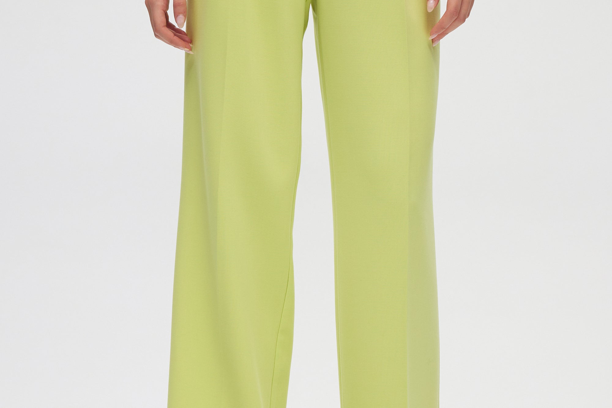 Lime Pleated Summer Pants close up