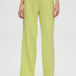 Lime Pleated Summer Pants close up