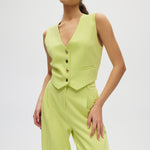 Lime Pleated Summer Pants front 2