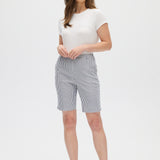Off White Super Stretch Pull-On Bermuda Shorts front