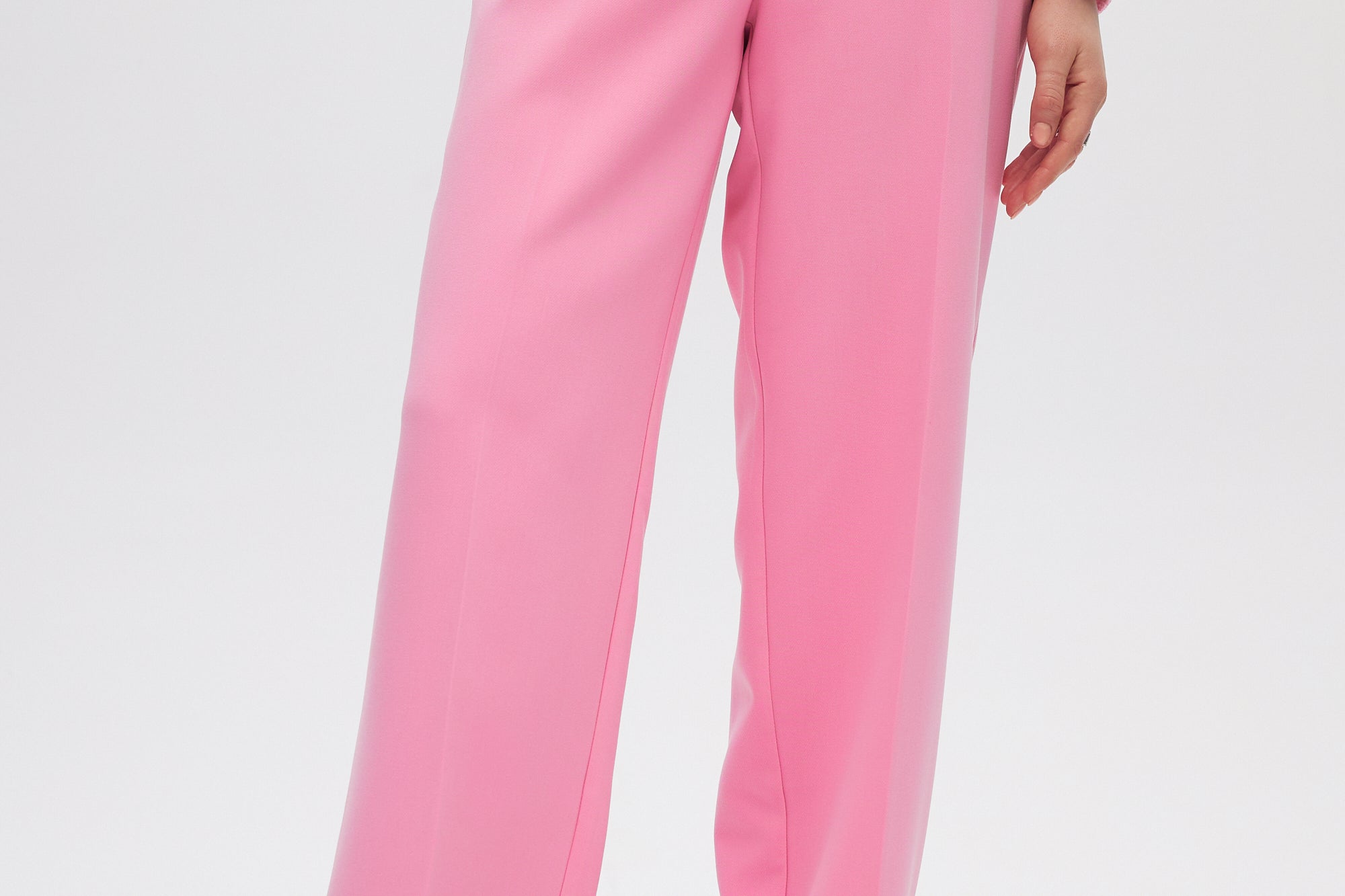 Pink Bouclé High-Rise Pants close up