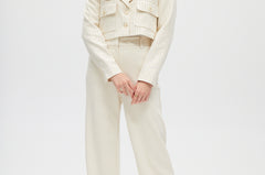 White High-Rise Pants front