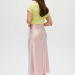 Pink Satin Maxi Skirt back