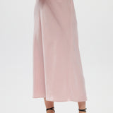 Pink Satin Maxi Skirt close up