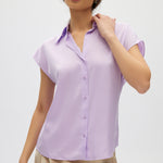 Lilac Essential Sleeveless Button Down front 2
