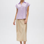  Lilac Essential Sleeveless Button Down full body