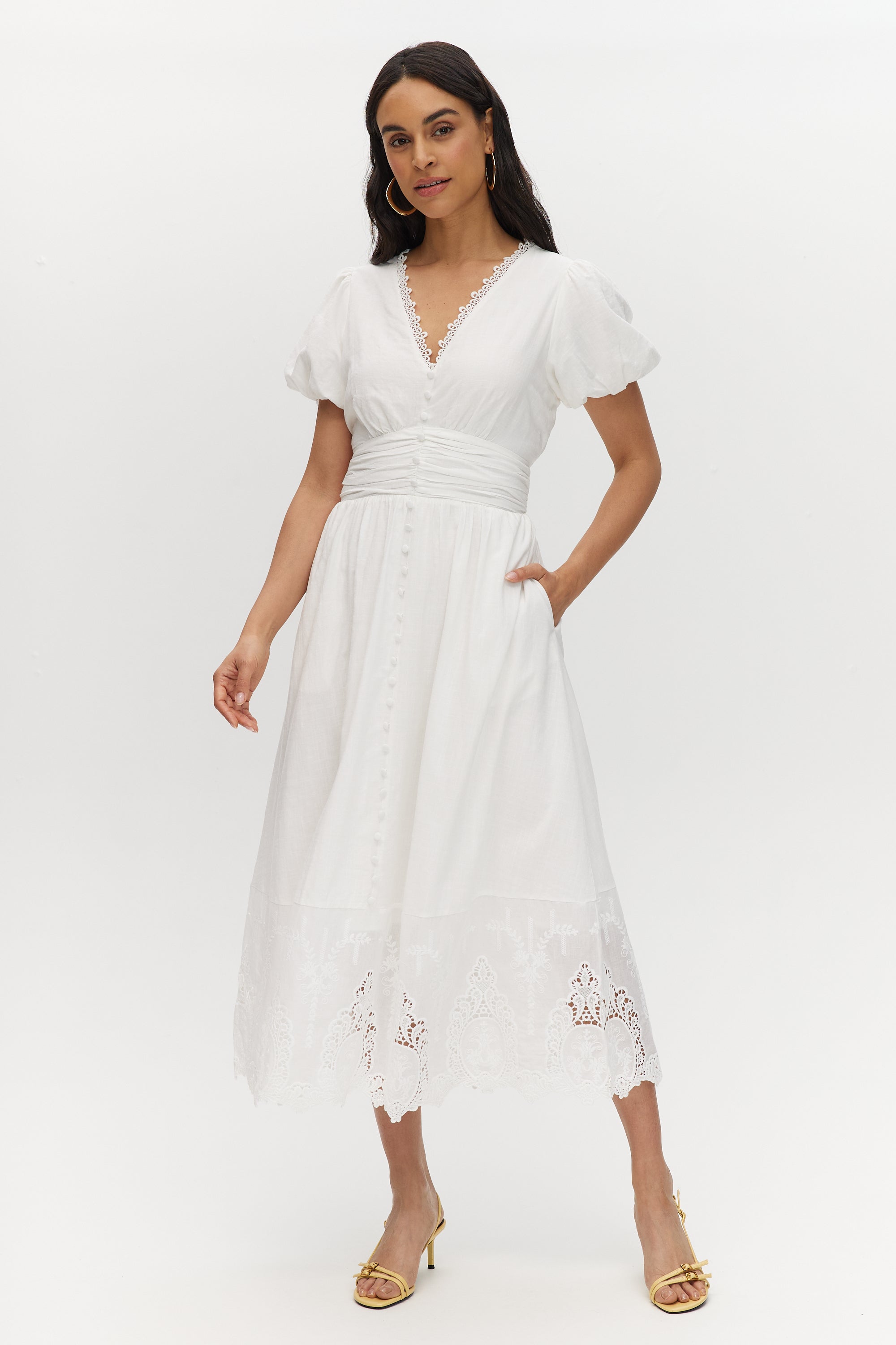 white lace hem dress Lace Short Dress with Scalloped Hem 48451
