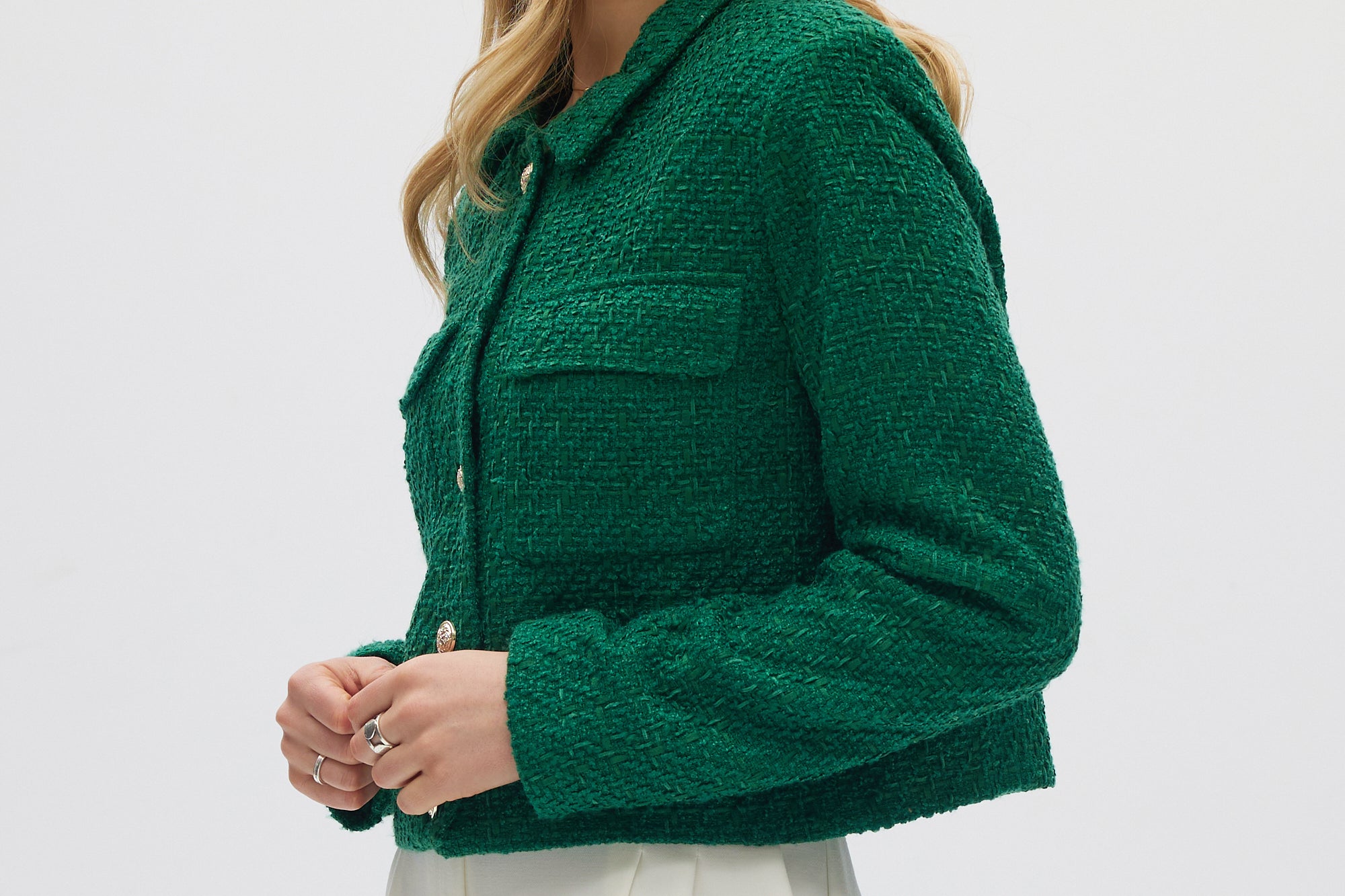 Green Essential Button Jacket side