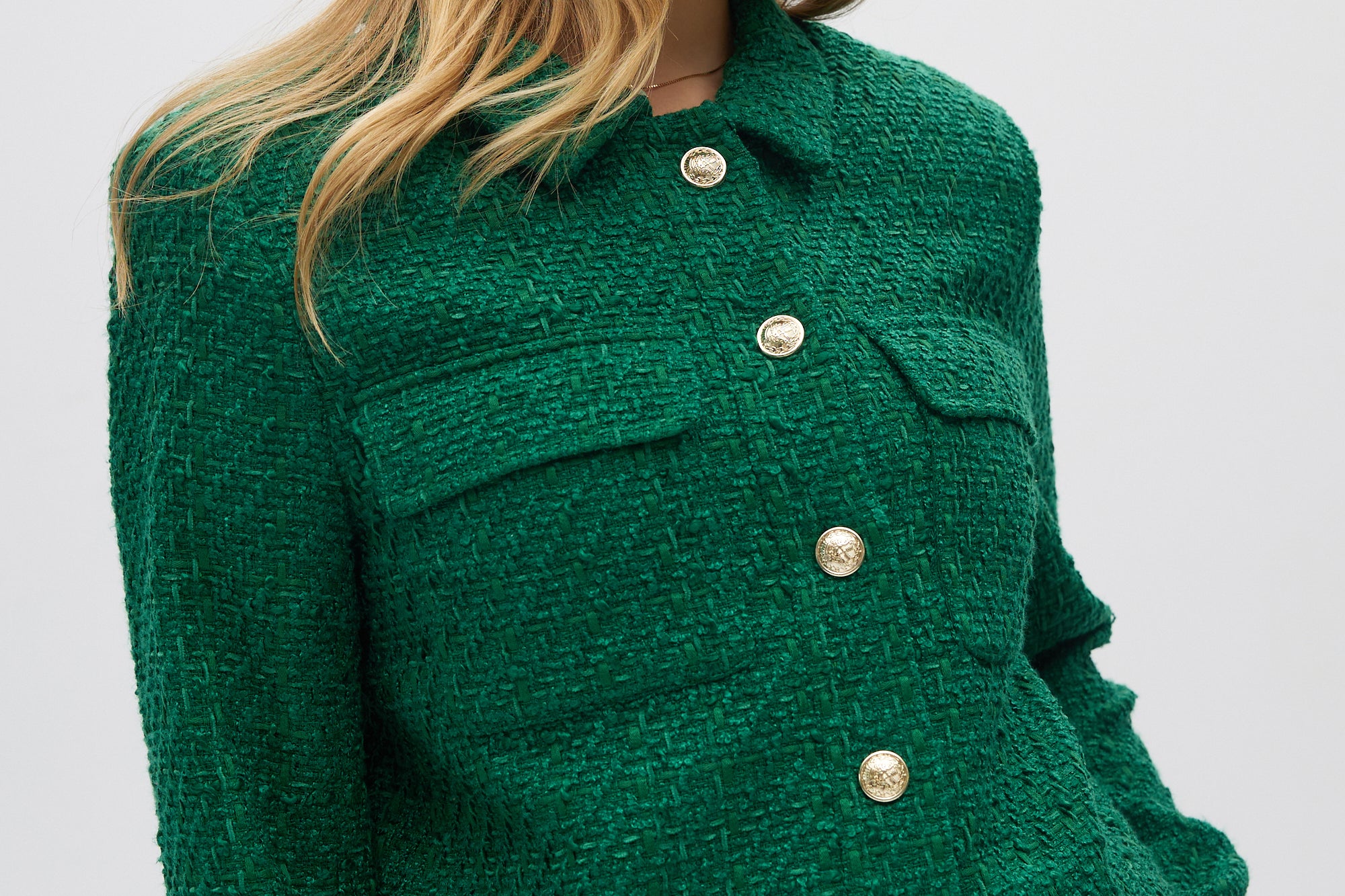 Green Essential Button Jacket front 2