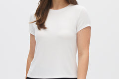 White Ribbed Essential Baby Style Tee front
