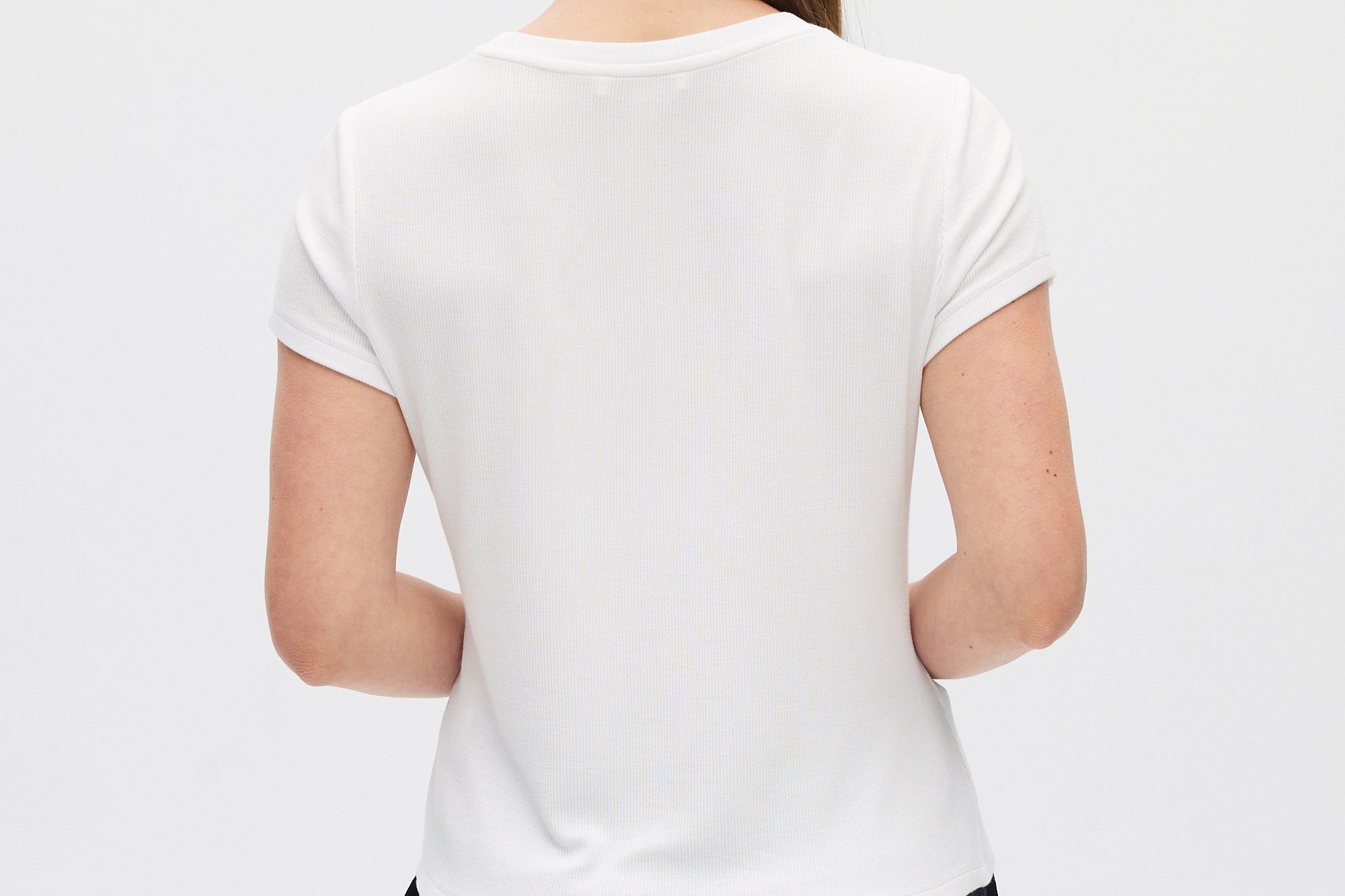 White Ribbed Essential Baby Style Tee back