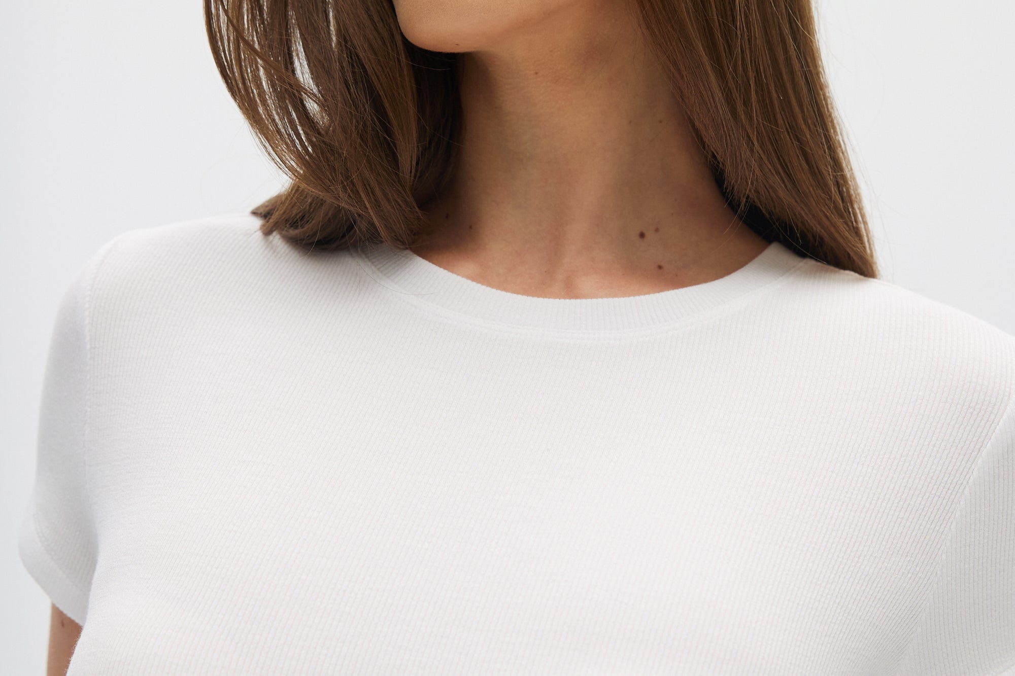 White Ribbed Essential Baby Style Tee close up