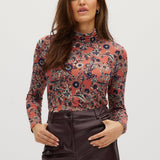Navy Fitted turtleneck in vintage floral front