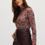 Navy Fitted turtleneck in vintage floral side