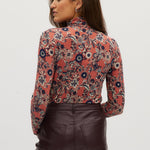 Navy Fitted turtleneck in vintage floral back