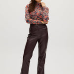 Navy Fitted turtleneck in vintage floral full body