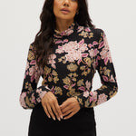 Blush Gold Fitted turtleneck in vintage floral front
