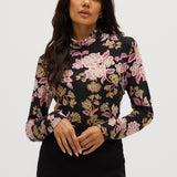 Blush Gold Fitted turtleneck in vintage floral front