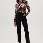 Blush Gold Fitted turtleneck in vintage floral full body
