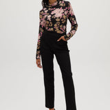 Blush Gold Fitted turtleneck in vintage floral full body