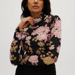Blush Gold Fitted turtleneck in vintage floral front 2