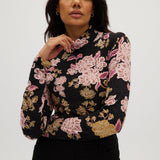 Blush Gold Fitted turtleneck in vintage floral front 2