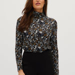 Blue Mustard Fitted turtleneck in vintage floral front