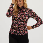 Pink Floral Fitted turtleneck in vintage floral front