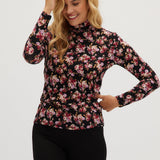 Pink Floral Fitted turtleneck in vintage floral front