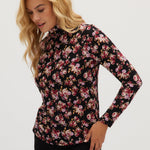 Pink Floral Fitted turtleneck in vintage floral side