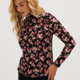 Pink Floral Fitted turtleneck in vintage floral side