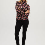 Pink Floral Fitted turtleneck in vintage floral full body
