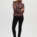 Pink Floral Fitted turtleneck in vintage floral full body