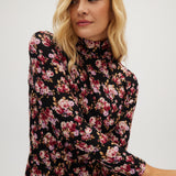 Pink Floral Fitted turtleneck in vintage floral front 2