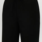 Black Straight Leg Pull-On Pants with elastic waistband, drawcord, and side pockets by Hilary Radley.