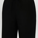 Black Straight Leg Pull-On Pants with elastic waistband, drawcord, and side pockets by Hilary Radley.