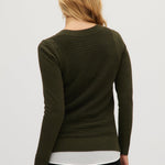 Olive V-neck sweater back