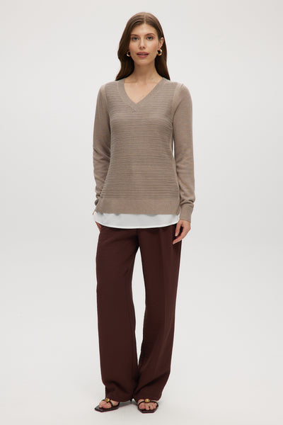 トップス W/Si/Ca 18G V Neck Knit HEATHER MOCHA 4738-3661-mocha_1117.jpg?crop=