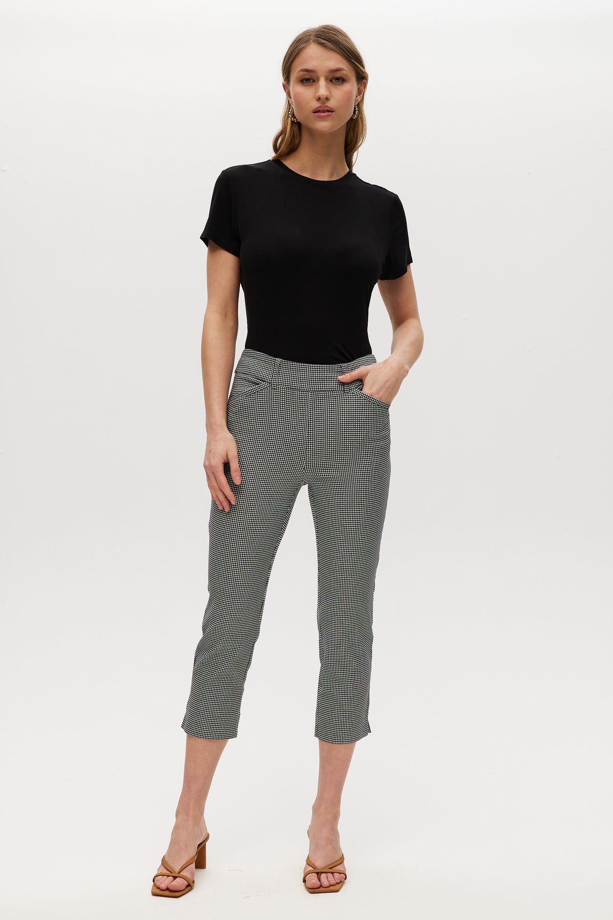 Houndstooth Super Stretch Capri