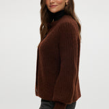 Coffee shaker stitch raglan cardigan with ribbed cuffs and hem by Hilary Radley.