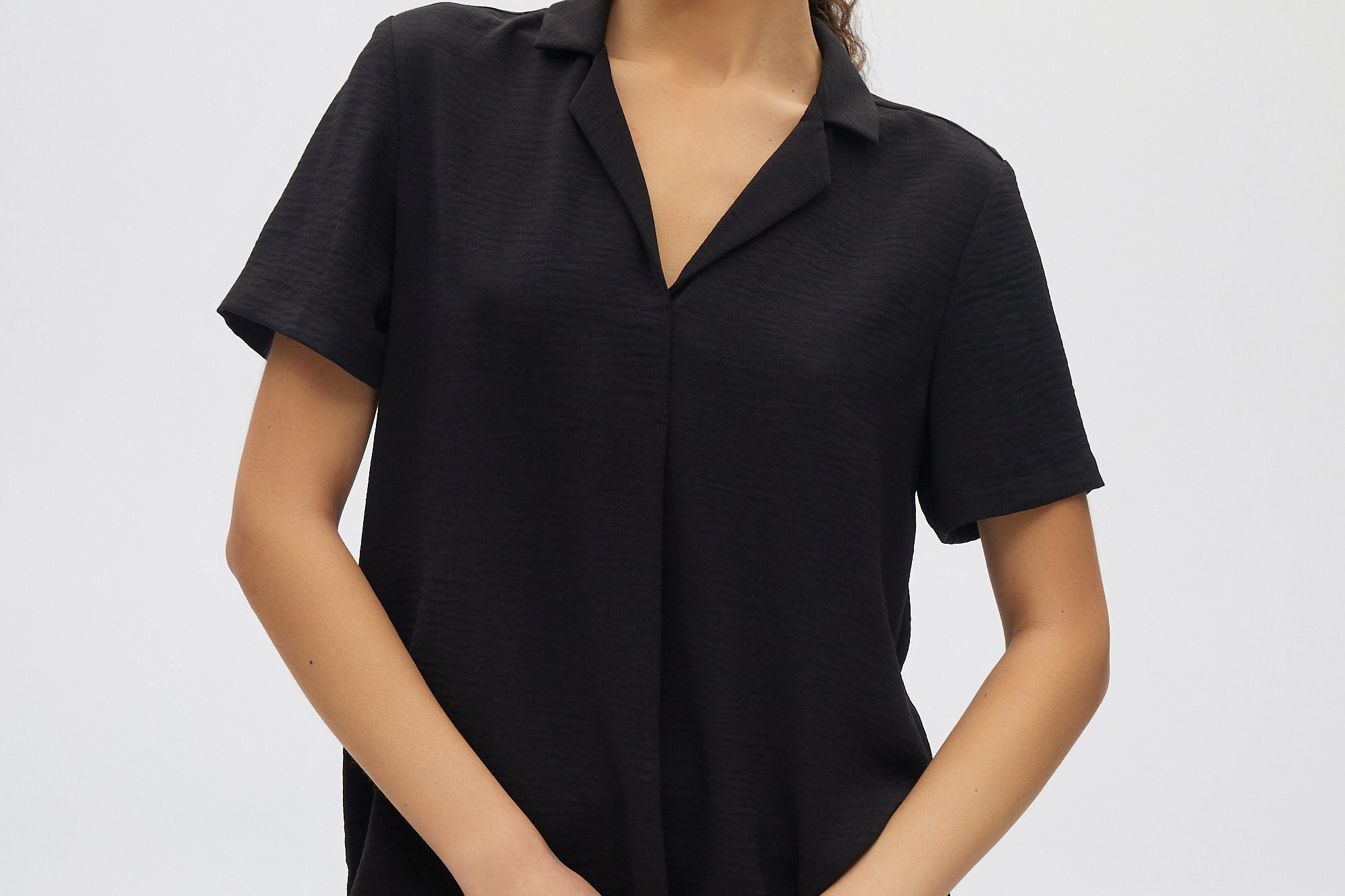 Black Classic Notch Airflow Shirt front 2