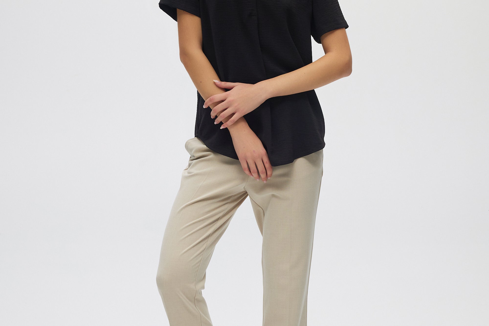 Black Classic Notch Airflow Shirt full body