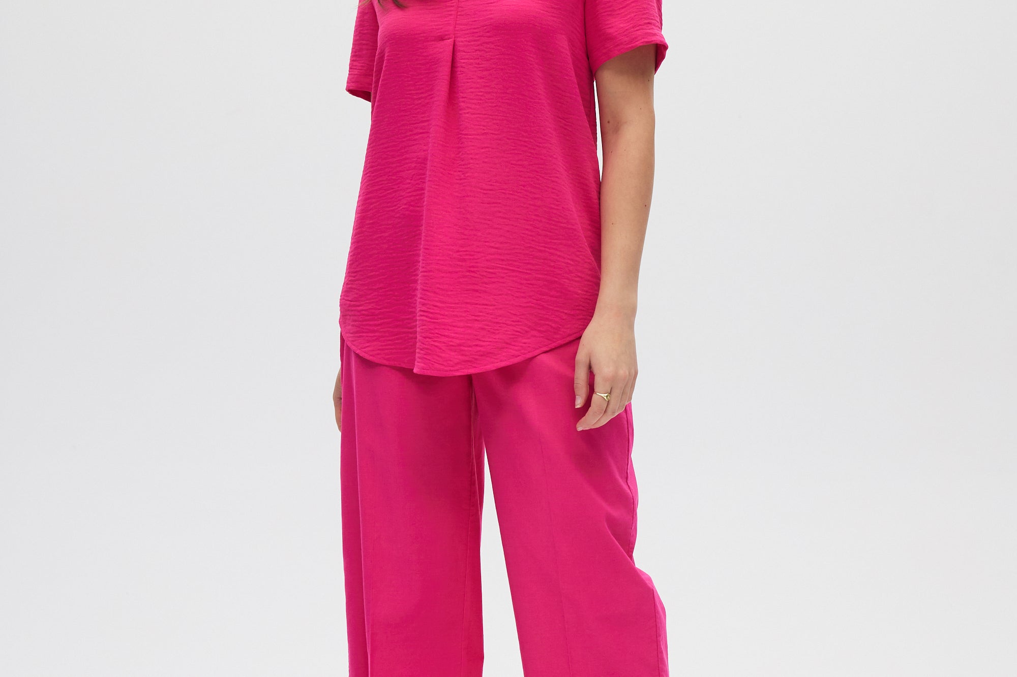 Pink Classic Notch Airflow Shirt full body