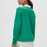 Green V-neck Sweater Top Combo back